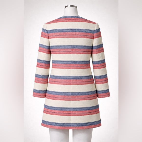 Tahari 4P Tweed Jacket/Coat – Navy Trim Talbots Red, Blue, and Cream - Picture 3 of 8